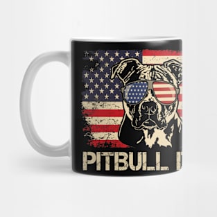 Best Pitbull Dad Ever Shirt American Flag 4th Of July Gift Mug